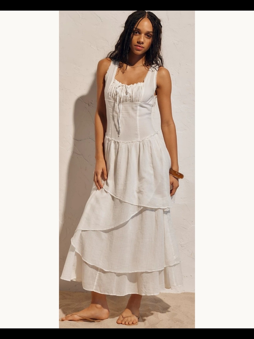 Free People In My Dreams Ivory Tiered Midi Dress